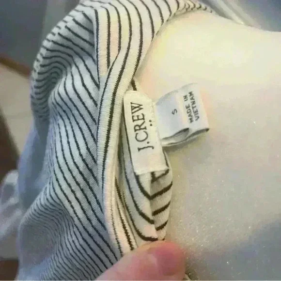 J.Crew Black White Stripe Cotton Stretch Flare Sleeve Tunic Sheath Dress - Small - Picture 4 of 4